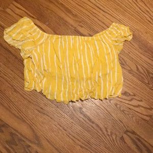 Forever 21 yellow and white striped top